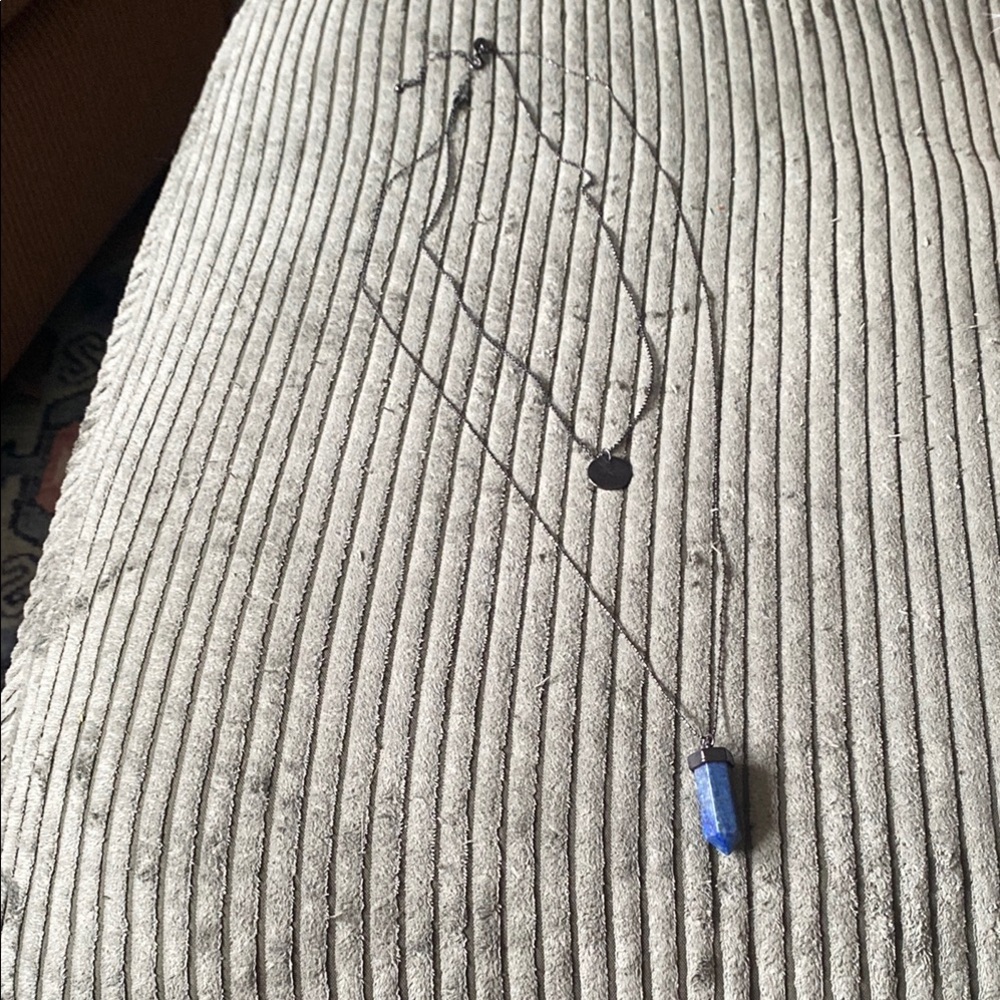 Charming Charlie Blue Crystal Pendant Double Layer Necklace Y2K Fashion